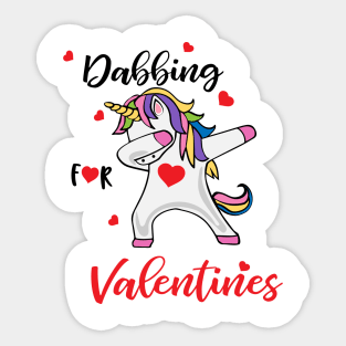 Valentines Shirt, Dabbing Unicorn Heart, Gift and Décor Idea Sticker